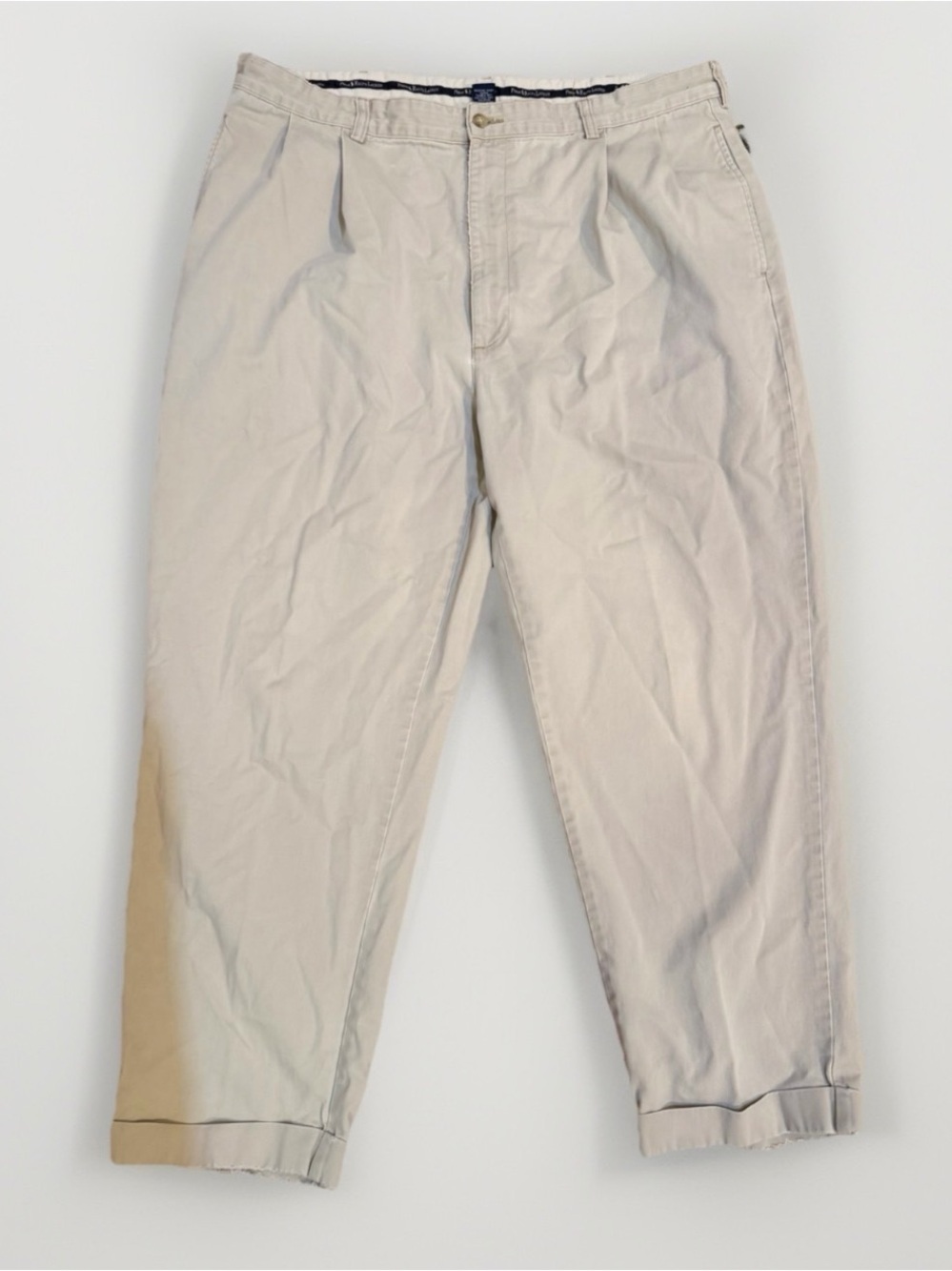 VTG Polo by Ralph Lauren Classic Chino Pants Mens 40x30 Khaki RN# 41381 Pleated